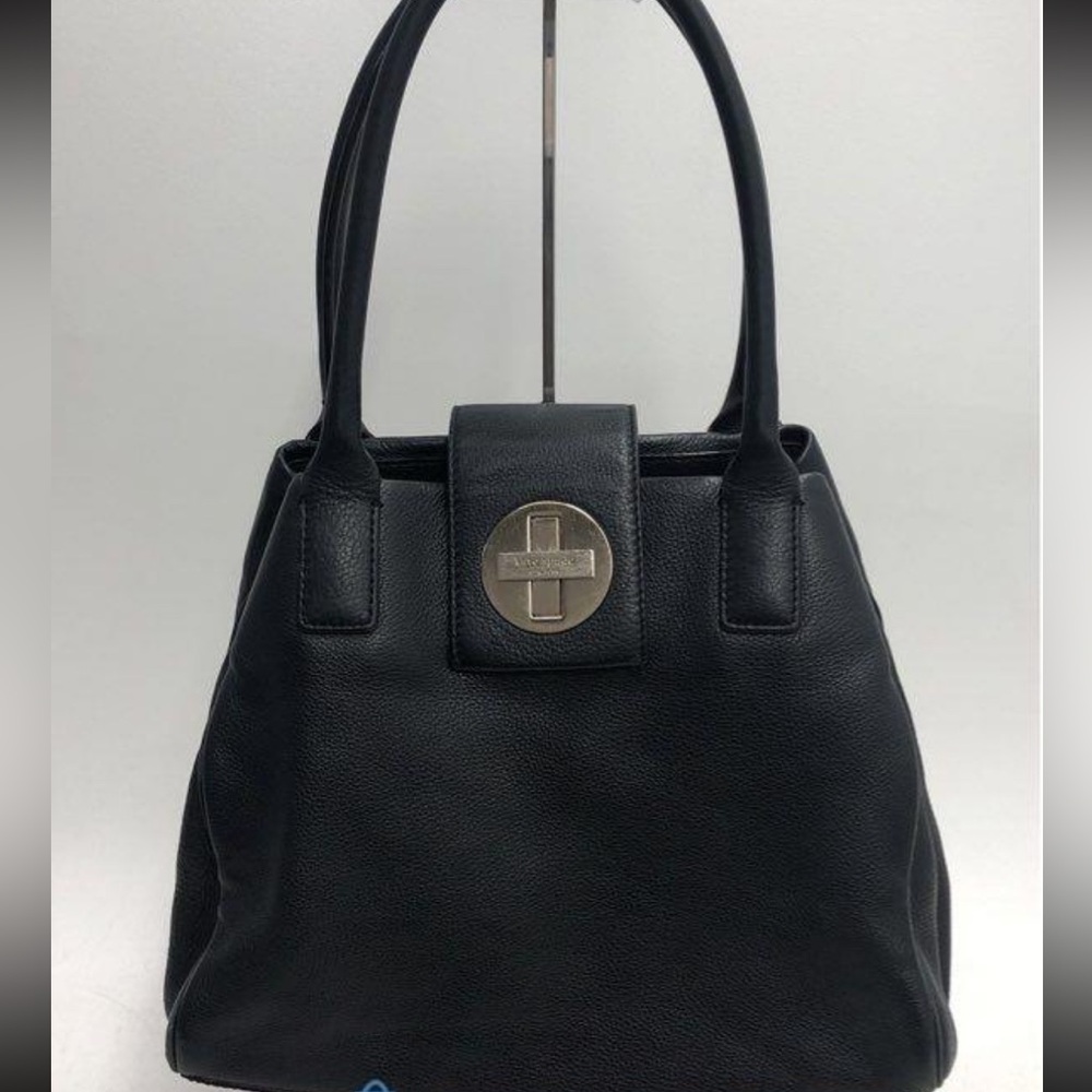 Vintage Y2K Kate Spade Black Pebbled Leather Shoulder Tote Bag Silver
Hardware